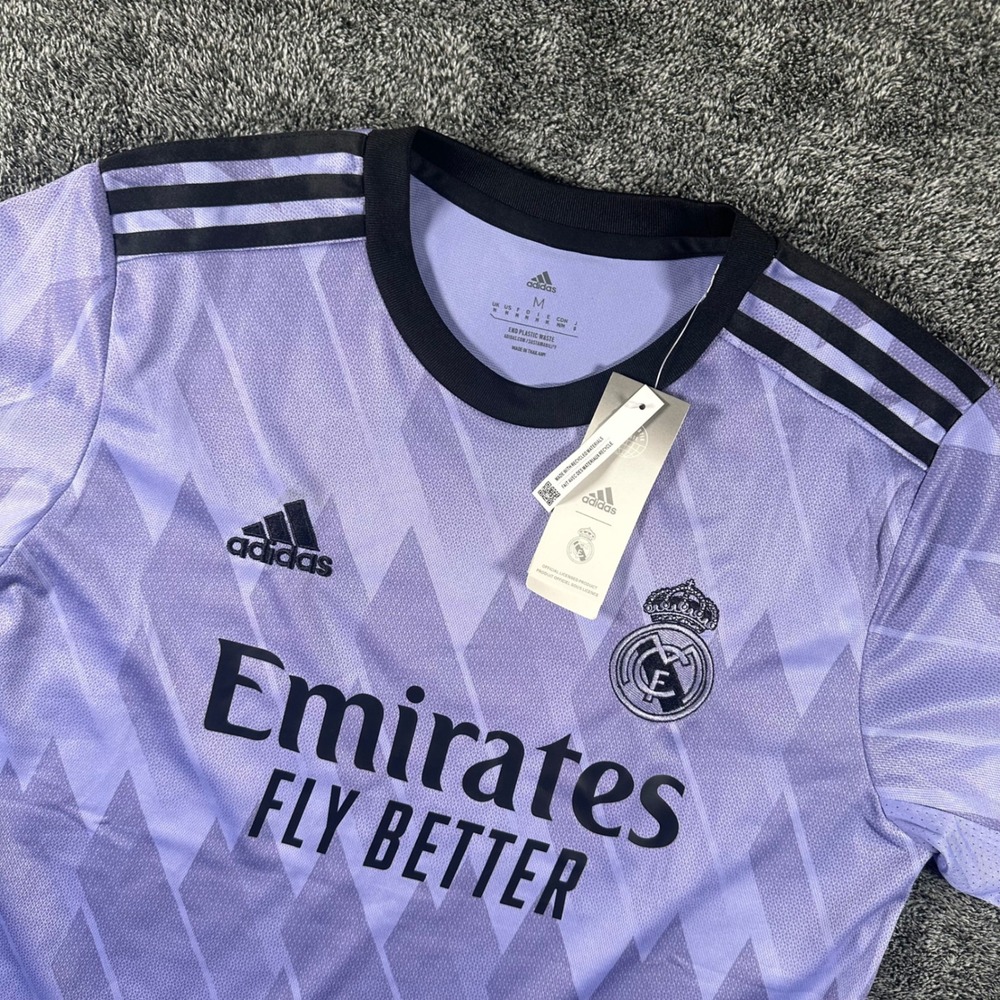 Real Madrid Adidas Jersey Mens M Purple La Liga Soccer Away 2022-23 NEW
